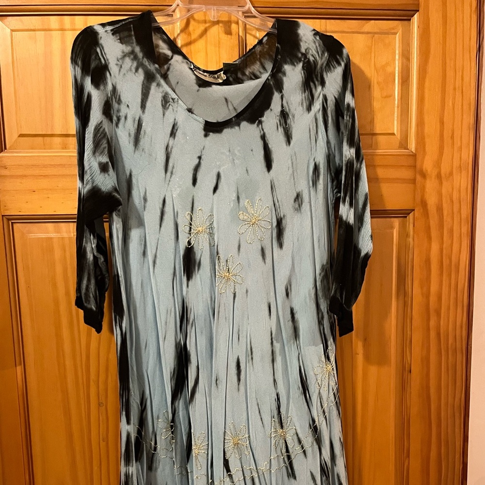 Stylish Black and Gray Tie-Dye Mini Dress